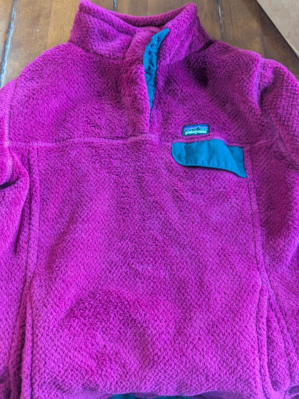 Girls Magenta Patagonia Snap T Fleece Pullover